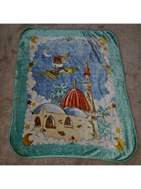 VTG Novatex Blanket Mouse Flying Carpet 40x50 Acrylic Blend Arabian Nights RARE